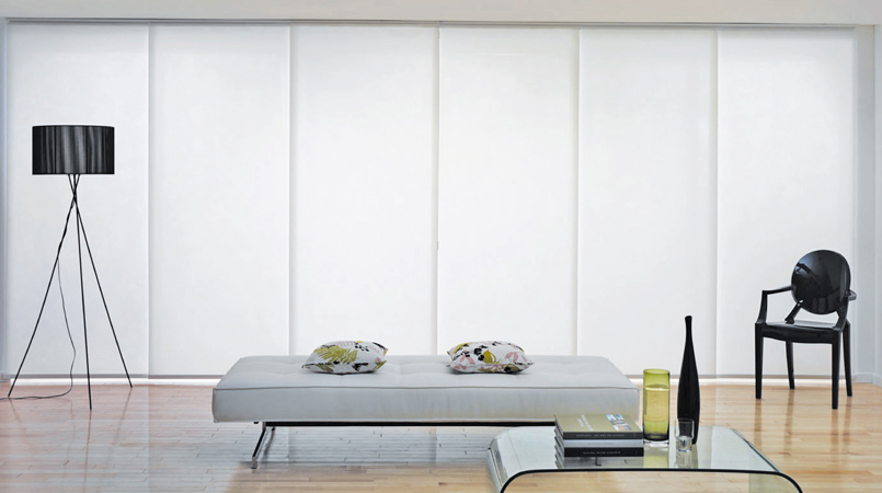 Panel Glide Blinds in Office or Studio Room