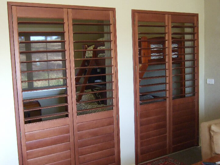 Timber Plantation Shutters on doors