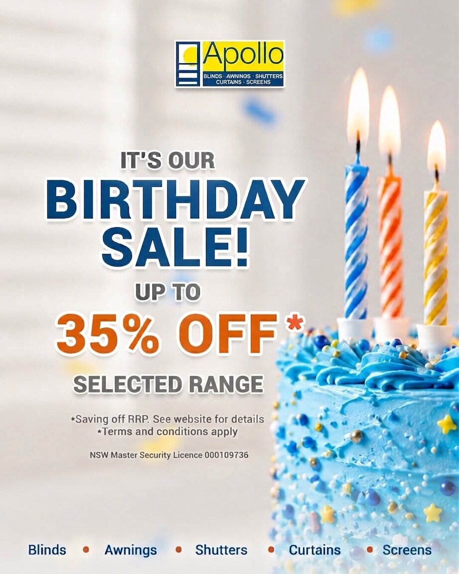 Apollo Blinds Birthday Sale